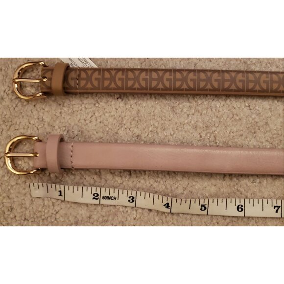 Gianni Bernini Set of 2 Skinny Belts Pink Logo Goldtone Buckle 2X EUC - Picture 8 of 8